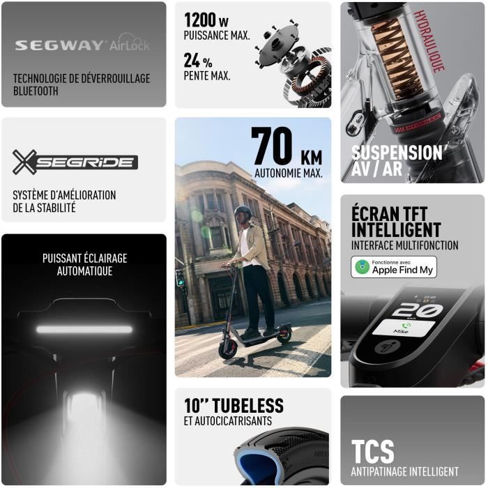 Trottinette électrique - SEGWAY - F3 Pro E - 1200 W - 10