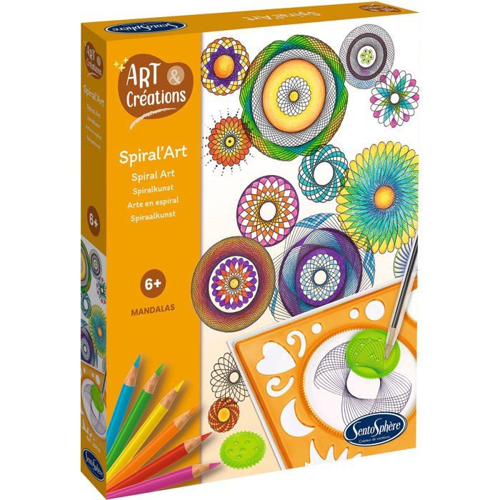 Réaliser Ellipses et Rosase multicolores - SENTOSPHERE - Art & Créations Spiral'Art - 6 roues fournies - Des 6 ans