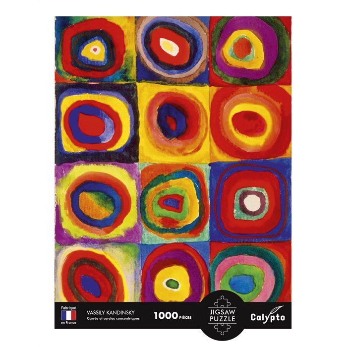 Puzzle - SENTOSPHERE - Calypto - 1000 pieces - Carrés et Cercles Concentriques - Vassily Kandisnky - Toucher Soyeux - Des 9 ans