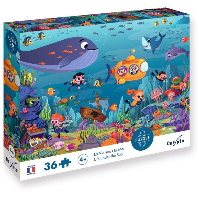 Puzzle - SENTOSPHERE - 36 pieces - La vie sous la mer - Toucher Soyeux - Impression 7 couleurs - Des 4 ans