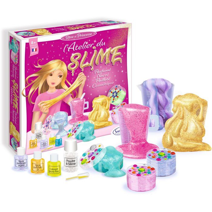Kit loisir Créatif - SENTOSPHERE - L'atelier du Slime - Gomme D'origine Natuelle - Colorants Cosmétiques - Des 8 ans