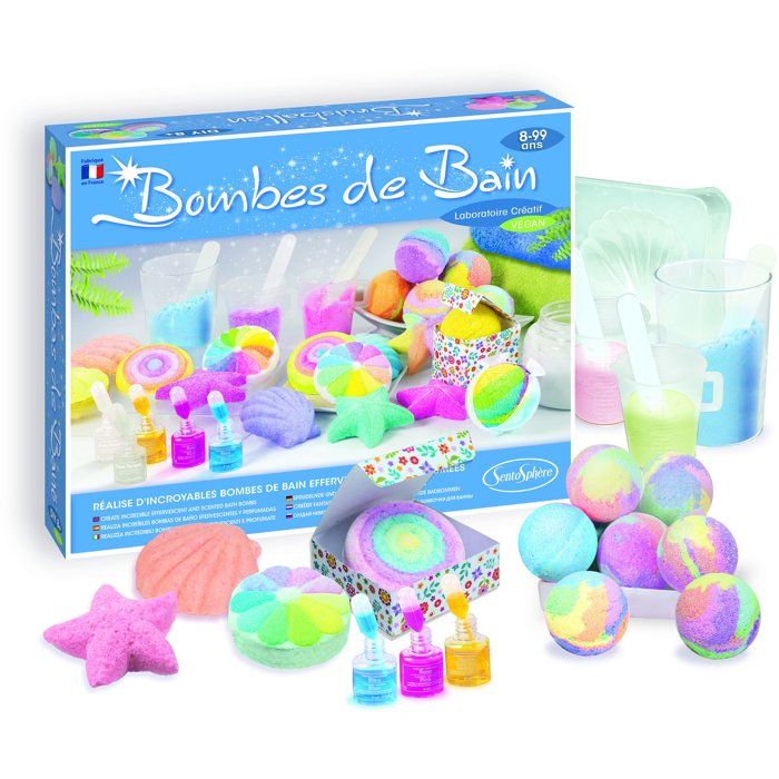 Bombes de Bain - SENTOSPHERE - Fabrique tes propres bombes ou galet effervescents - Différentes formes - Des 8 ans
