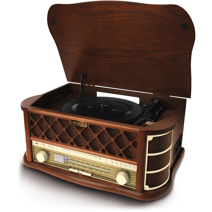 Platine rétro - SENCOR - STT 016 - 6 W - Lecteur CD/cassettes - USB - Marron