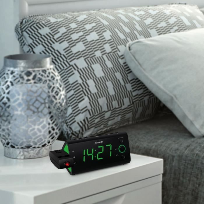 Radio-réveil - SENCOR - SRC 330 GN - Ecran LED 1,2? vert - Tuner FM - Projection heure - Noir