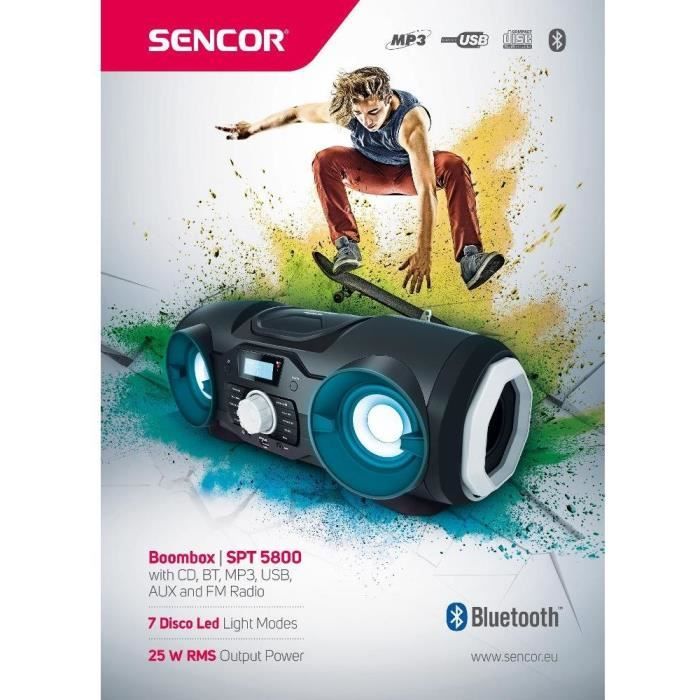 Boombox avec CD, BT, MP3, USB, AUX et radio FM - Sencor - SPT 5800
