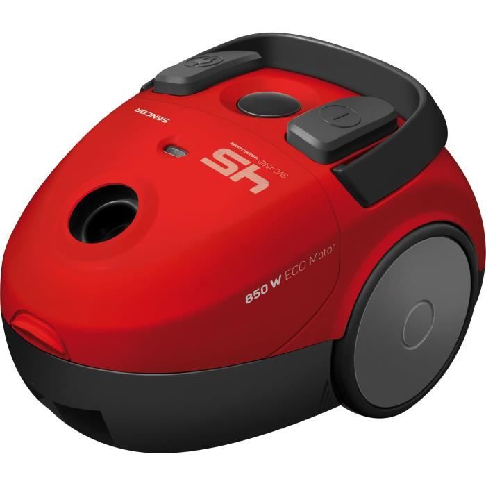 Aspirateur traÓneau avec sac - SENCOR - SVC 45RD-EUE3 - Moteur ECO 850 W - 79 dBA - 1,5 L - Rouge