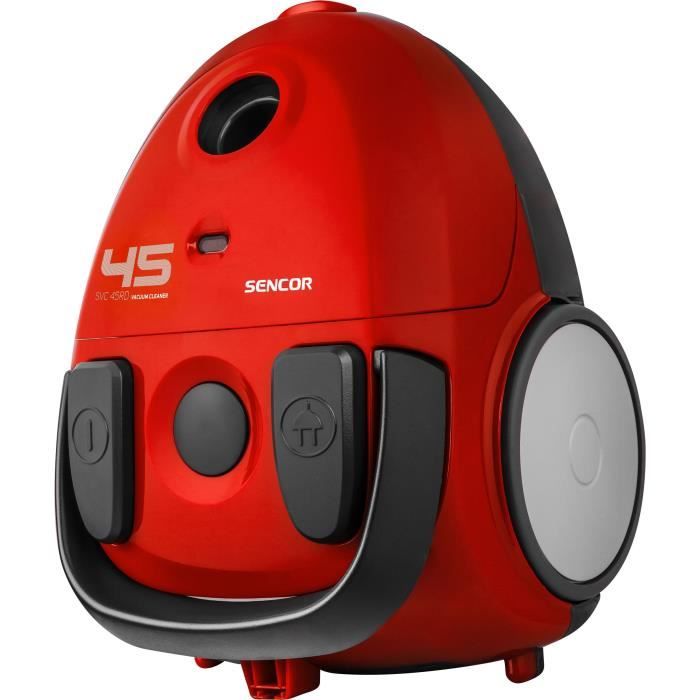Aspirateur traÓneau avec sac - SENCOR - SVC 45RD-EUE3 - Moteur ECO 850 W - 79 dBA - 1,5 L - Rouge