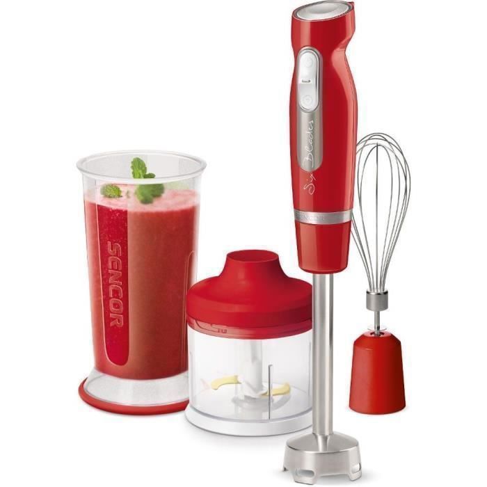 Mixeur plongeant - SENCOR - SHB 4464RD - 800W - Rouge - Avec accessoires