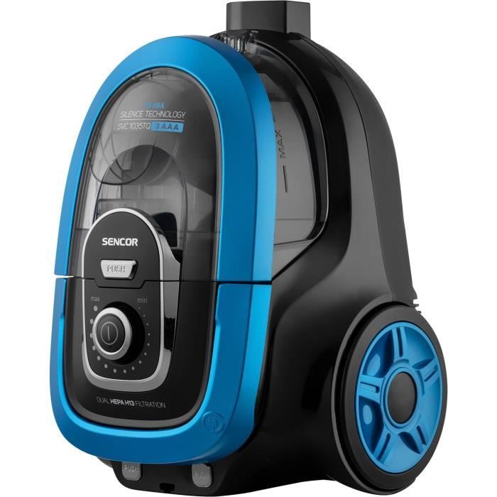 Aspirateur traineau sans sac - SENCOR - SVC-1035TQ - 750 W - 75 dB - 1 L - Noir / Bleu