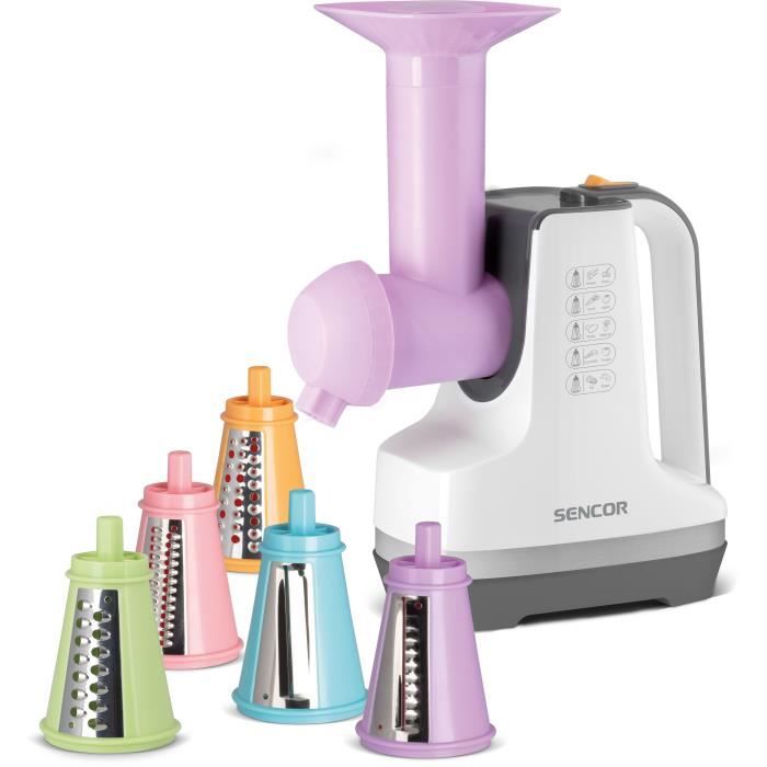 DÈcoupe lÈgumes et sorbÈtiere - SENCOR - SSG 4500WH - 150 W - 6 accessoires - Blanc