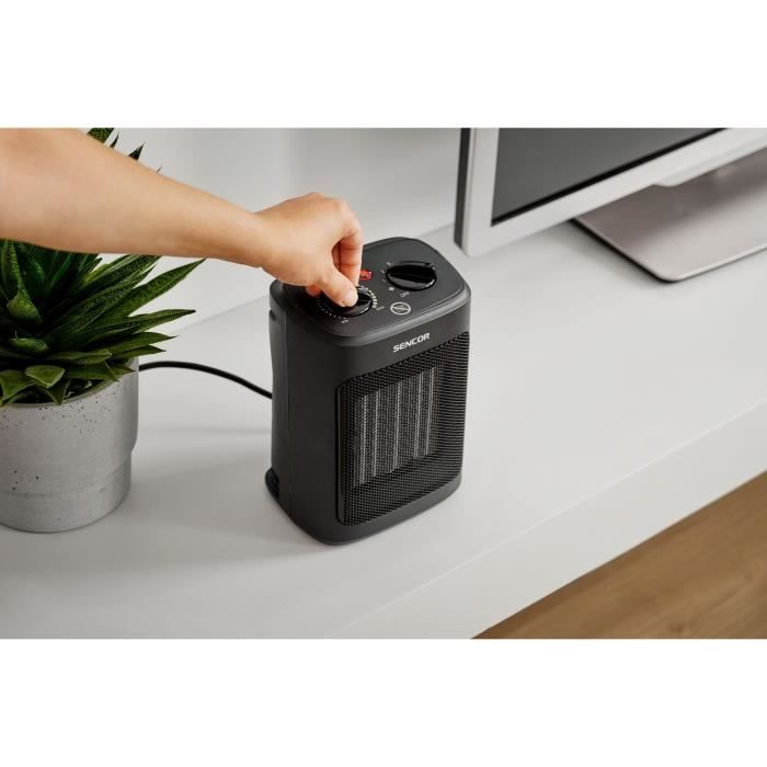 Radiateur en cÈramique - SENCOR - SFH 7601BK - Jusqu'a 2000 W - 3 niveaux de chauffage - 10 / 15 m≤ - 60 dB - Noir