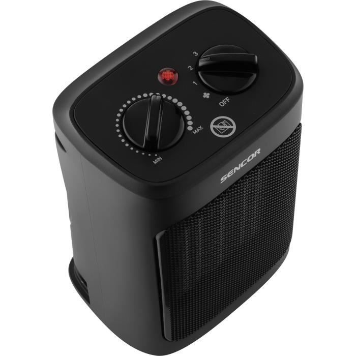 Radiateur en cÈramique - SENCOR - SFH 7601BK - Jusqu'a 2000 W - 3 niveaux de chauffage - 10 / 15 m≤ - 60 dB - Noir