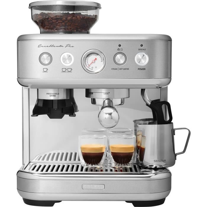 Machine a expresso - SENCOR - SES 6010SS - 15 bars - Broyeur a café - 250 g de grains - Inox