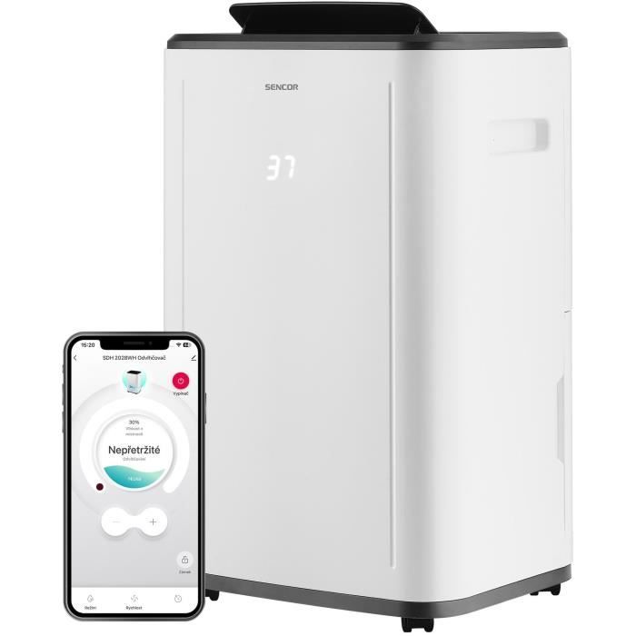 DÈshumidificateur mobile intelligent - SENCOR - SDH 2028WH - 360 W - 20 L/jour - RÈservoir : 6 L - 2 vitesses - Blanc