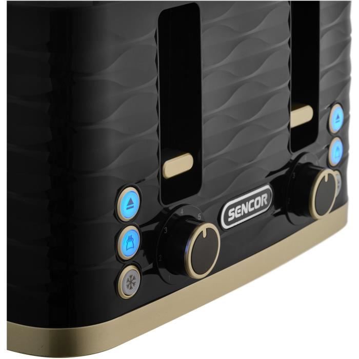 Grille-pain - SENCOR - STS 7551BK - 1600 W - 4 fentes - Noir / or