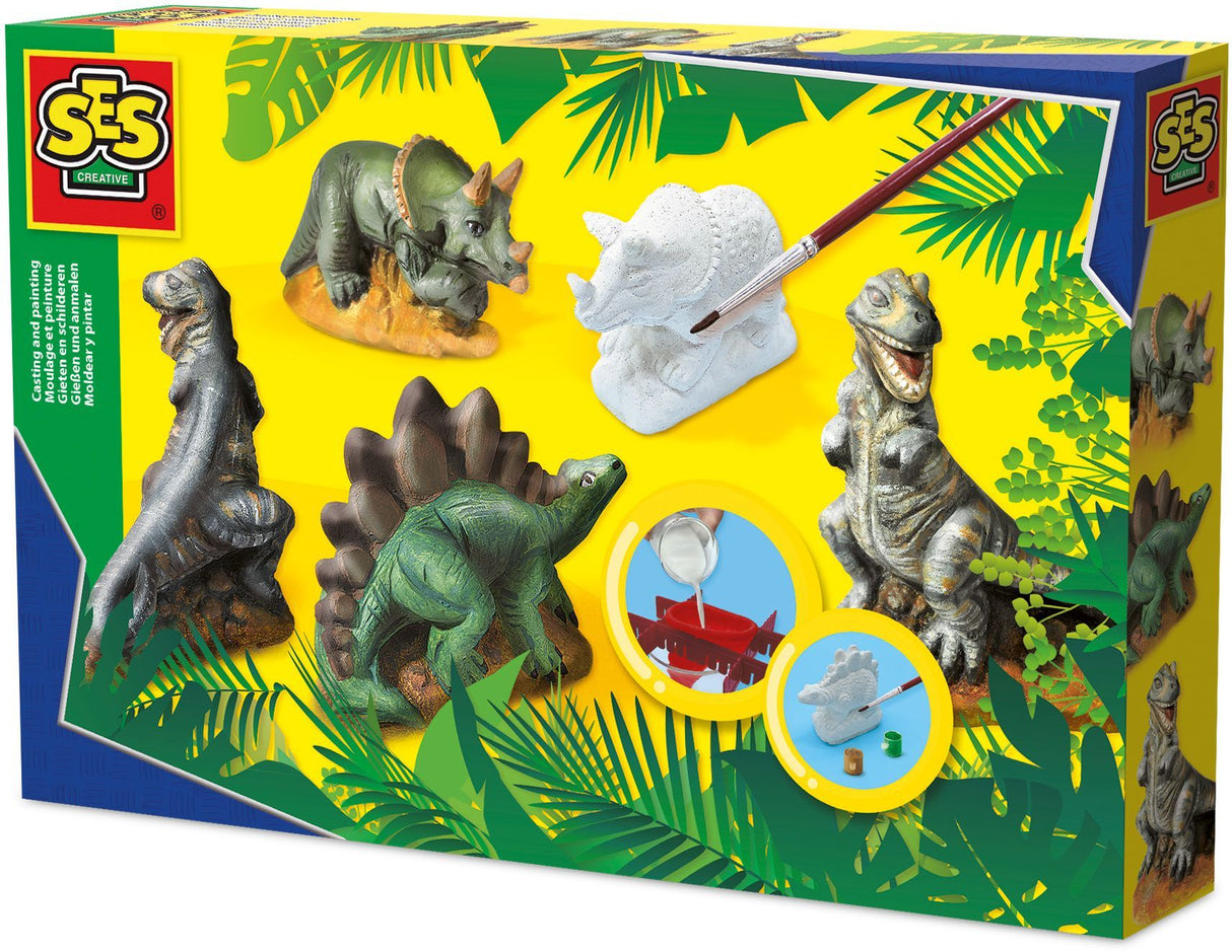 Moulage et peinture - SES CREATIVE - Hobby Blue - Dinosaures - Moules réutilisables - Peinture lavable - Age : 5+