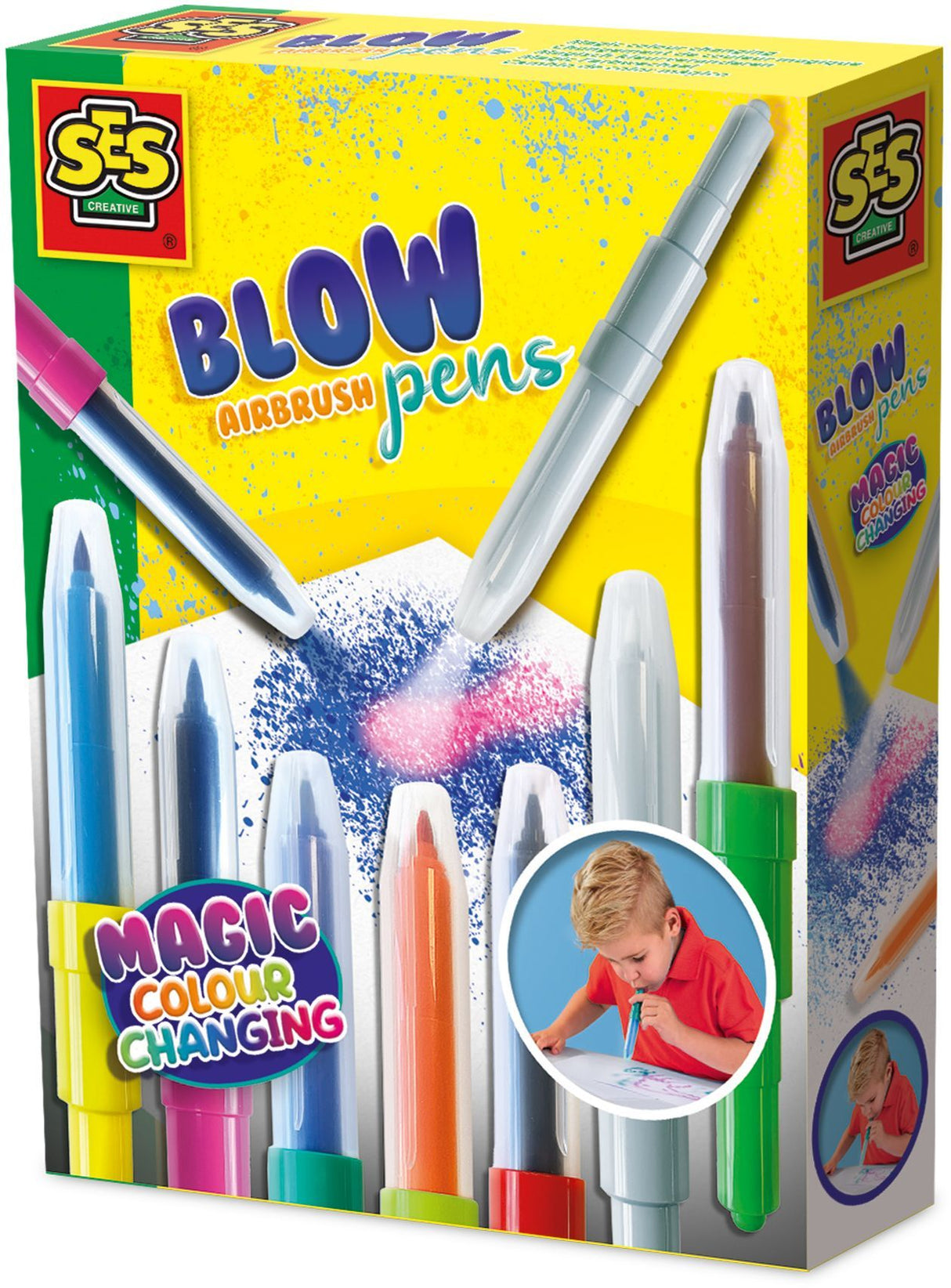 Blow airbrush pens - SES CREATIVE - Colouring and painting - Changement de couleur - Activité manuelle éducative - Age : 5+