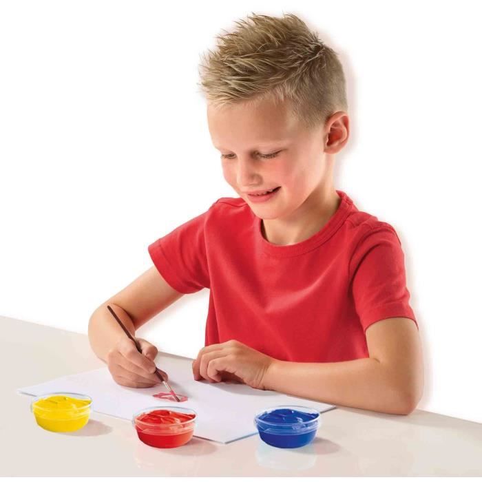 Gouache (6x45ml) - SES CREATIVE - Six couleurs : rouge, bleu, blanc, noir, vert et jaune.