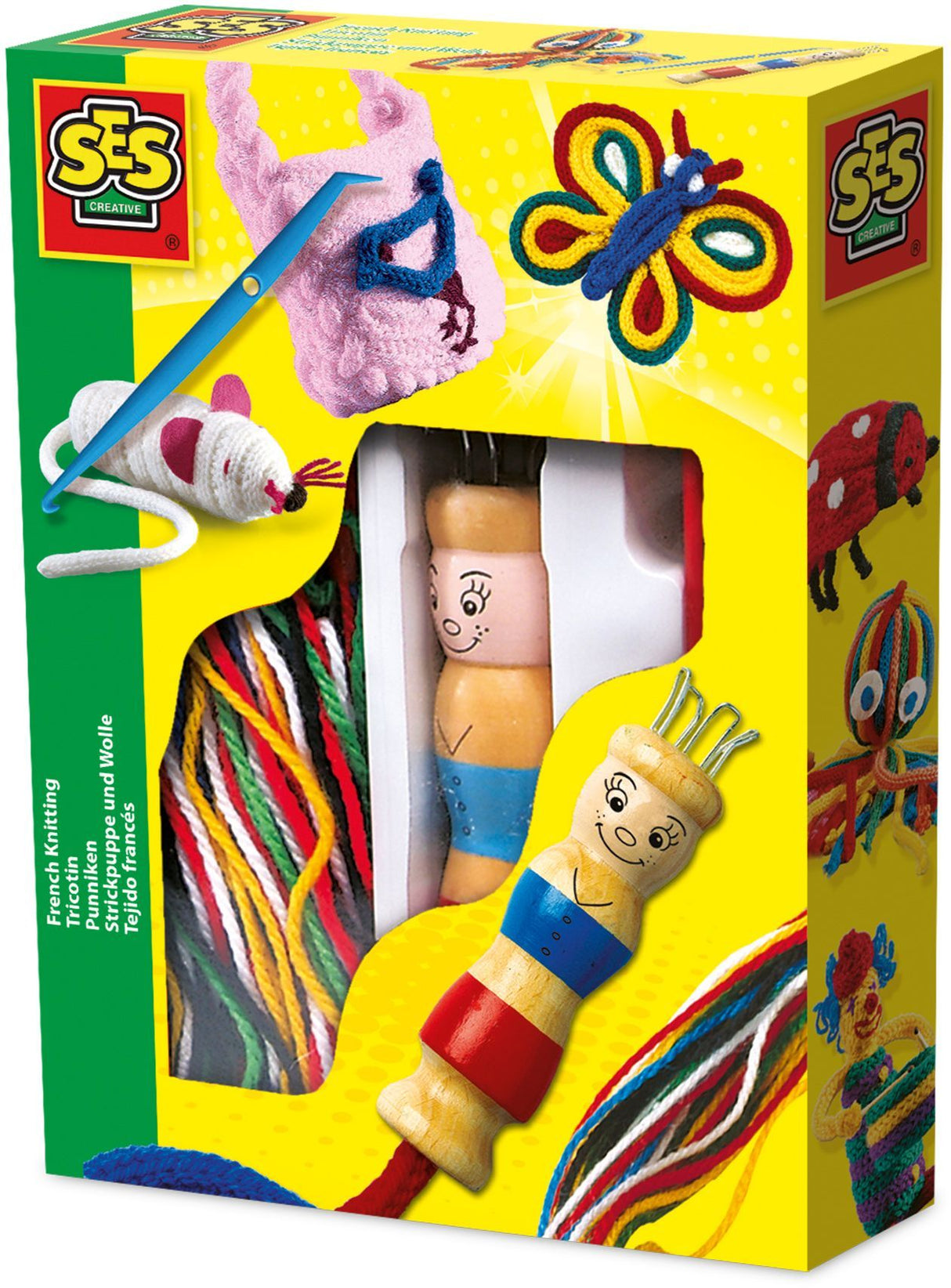 SES Creative - Tricotin - Kit Tricotin Enfant - Activité Manuelle Loisir Créatif-Poupée Tricotin en Bois - Outil de Tissage - 5+