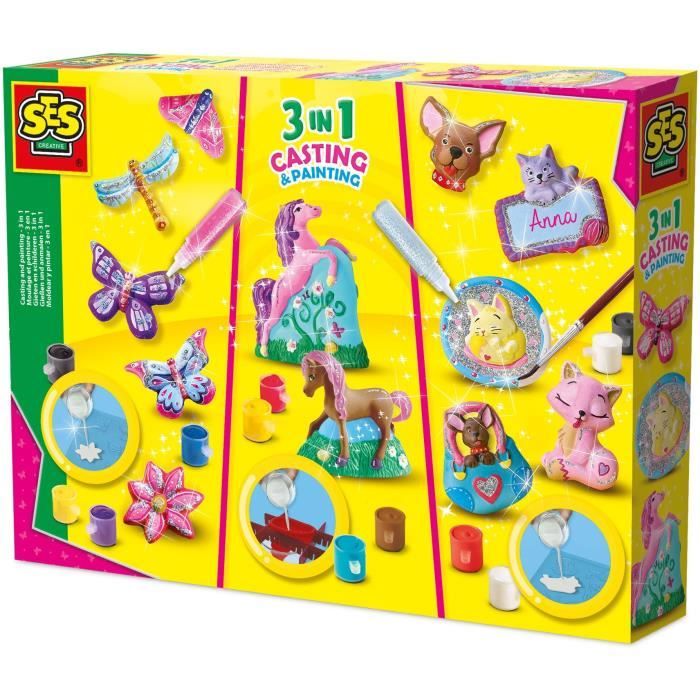 Moulage et peinture - 3 en 1 - SES Creative - Hobby Pink - 12 Couleurs - Activité Créative - 5+