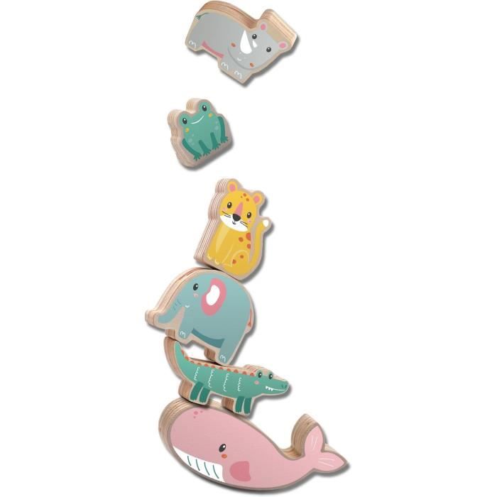 SES CREATIVE - Animaux en bois a Èquilibrer et empiler - BÈbÈ - Multicolore - A partir de 18 mois