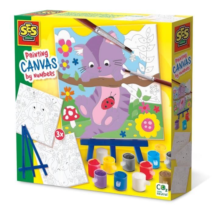 Peinture au numéro sur toile - 3 animaux de compagnie - SES CREATIVE