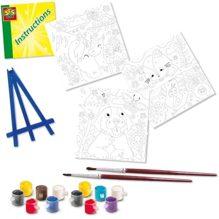 Peinture au numéro sur toile - 3 animaux de compagnie - SES CREATIVE