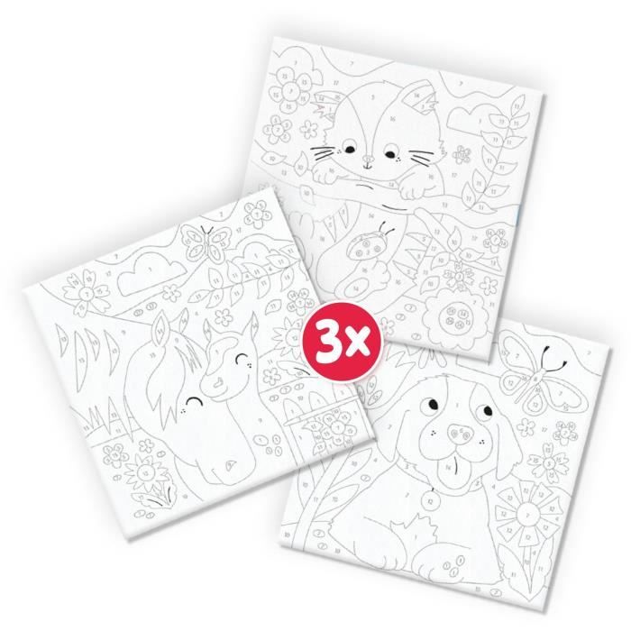 Peinture au numéro sur toile - 3 animaux de compagnie - SES CREATIVE