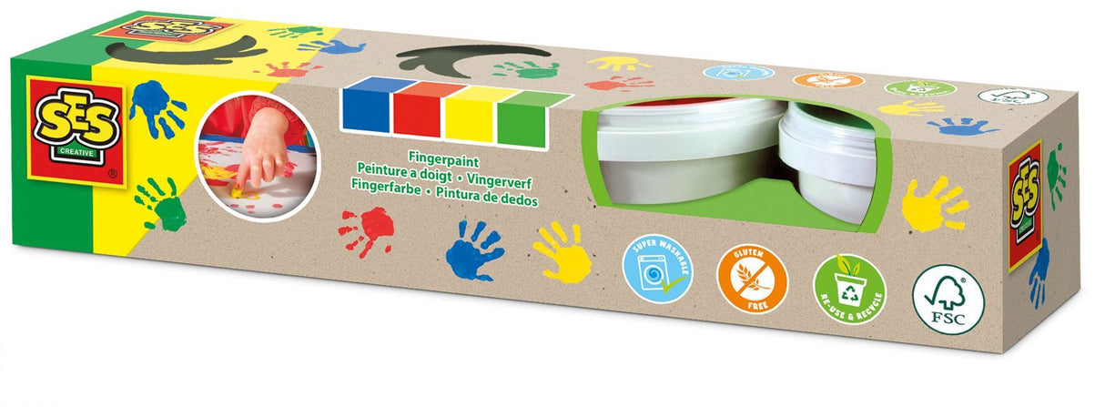 Eco peinture a doigts 4 couleurs - SES CREATIVE - Colouring and painting - Peinturer - Activité créative peinture - Age : 2+