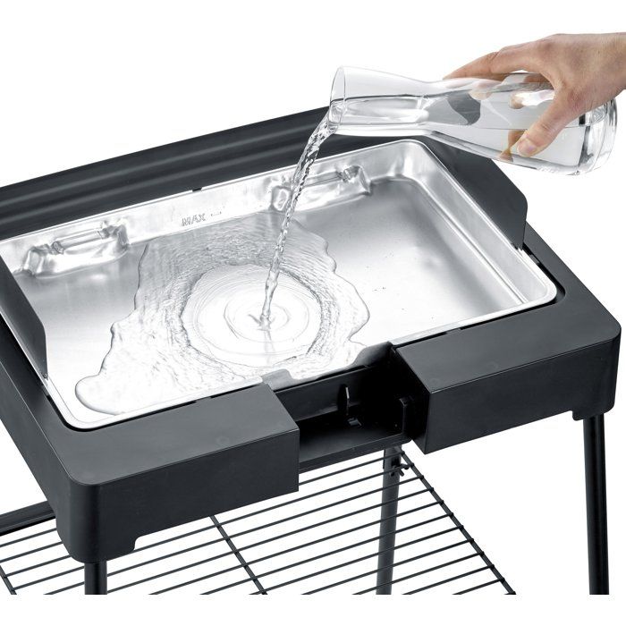 Barbecue électrique sur pieds - SEVERIN - PG8566 - 2200 W - Surface de cuisson 44,5 x 26 cm - Thermostat réglable - Noir