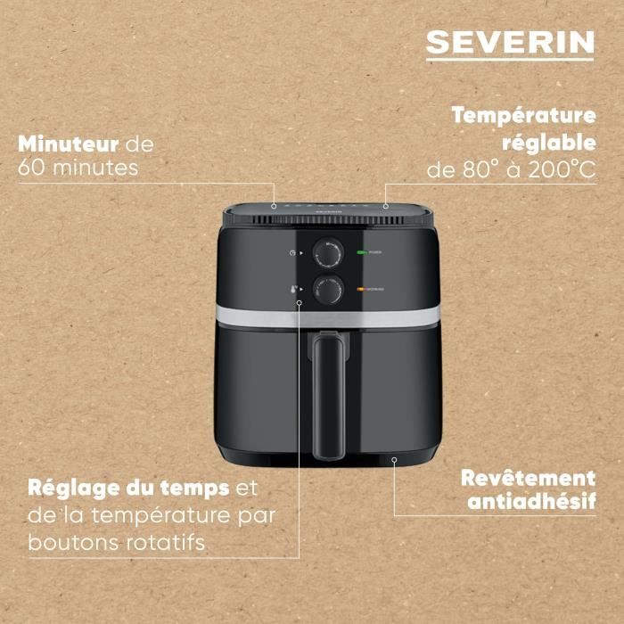Friteuse sans huile SEVERIN - FR2452 - Capacité 5L - 8 programmes de cuisson - 1500W