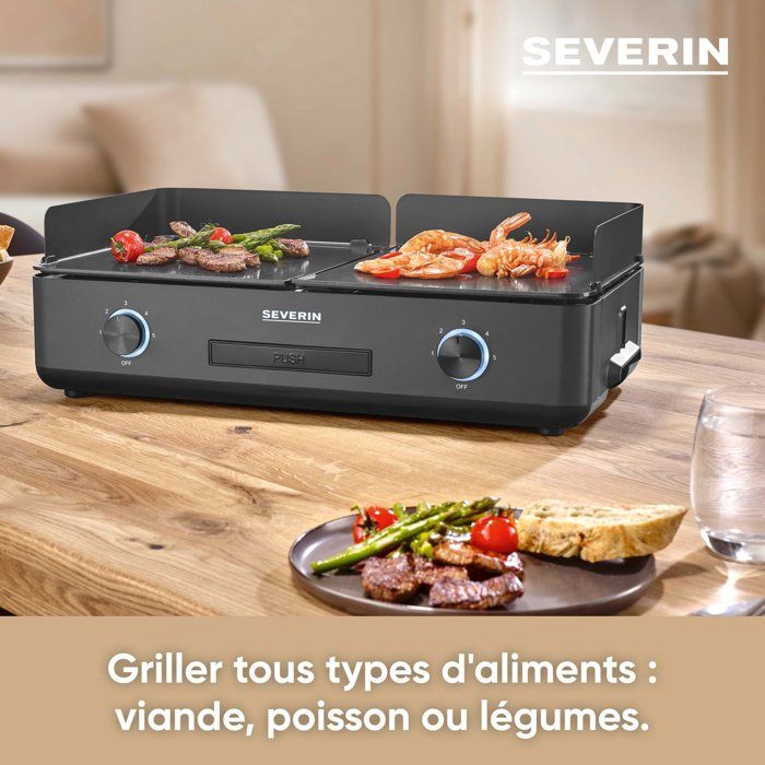 Plancha SEVERIN - PG8569 - Surface de cuisson 48x27cm - Revetement céramique antiadhésif - 2200W
