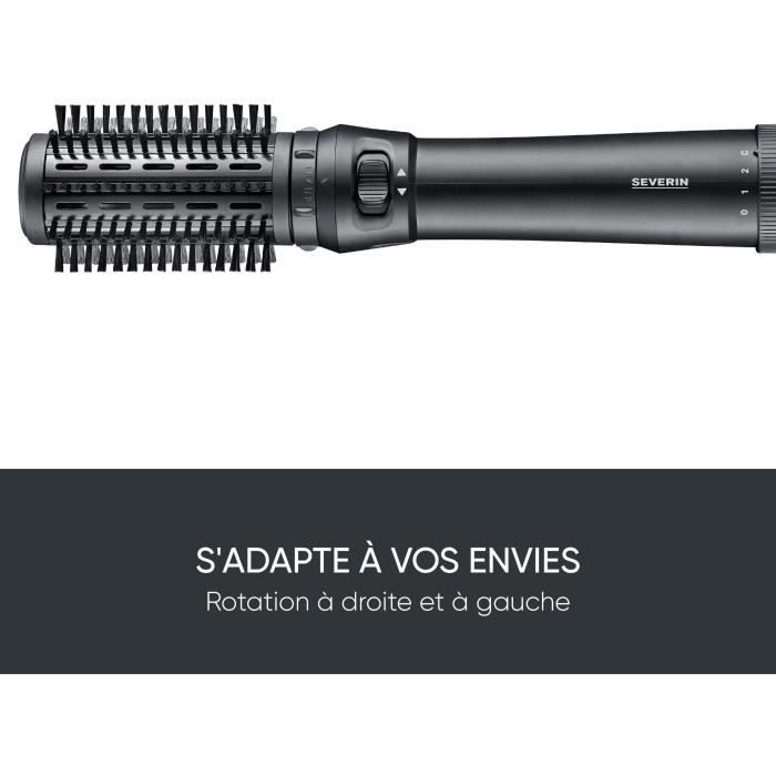 Brosse soufflante - SEVERIN - Styler multifonction avec revêtement Céramique-Kératine - Auto-rotative - 3 embouts - 1000 W - Noir