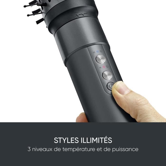Brosse coiffante ionique - SEVERIN - Multistyler 5-en-1 - Moteur BLDC puissant - 5 embouts - 1500 W - Gris et noir