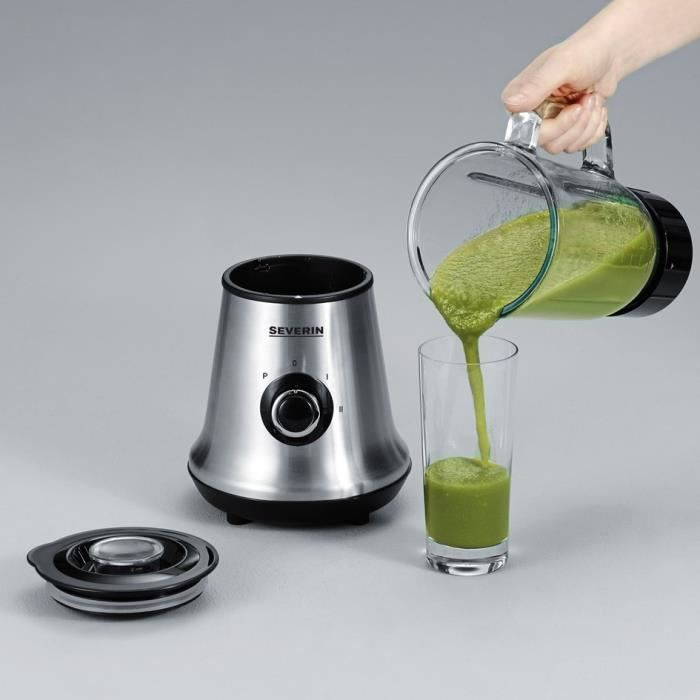 Blender 2 en 1 - SEVERIN - SM3737 - Multi-mixeur et blender ŕ smoothie 2 en 1 - 500W - Bol en verre 1 L - 1 bouteille 600 ml inclus