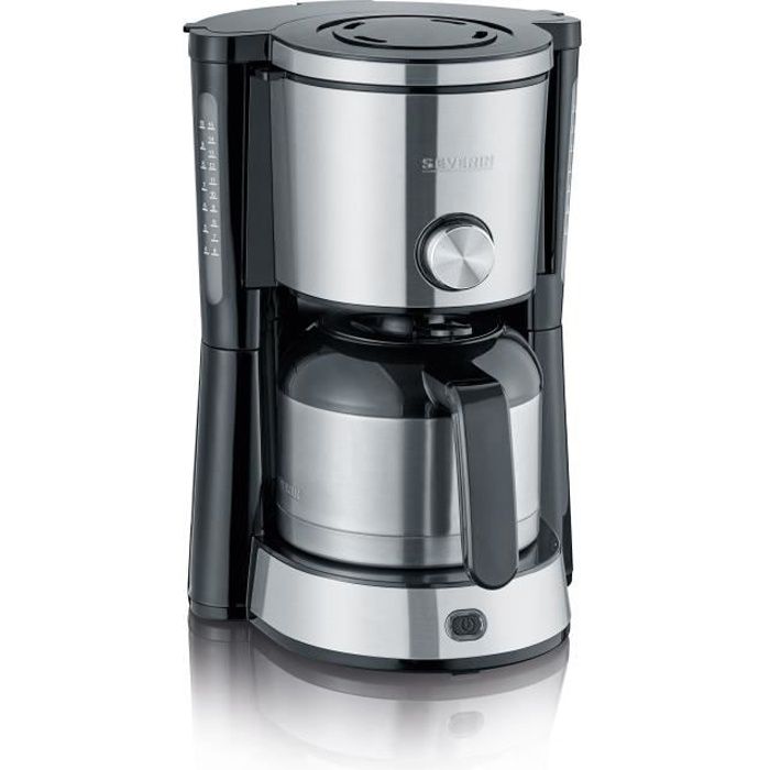 Cafetiere filtre isotherme SEVERIN KA4845 - 8 tasses - 1 L - 1 000 W - SÈlecteur d'arÙme - Inox/Noir
