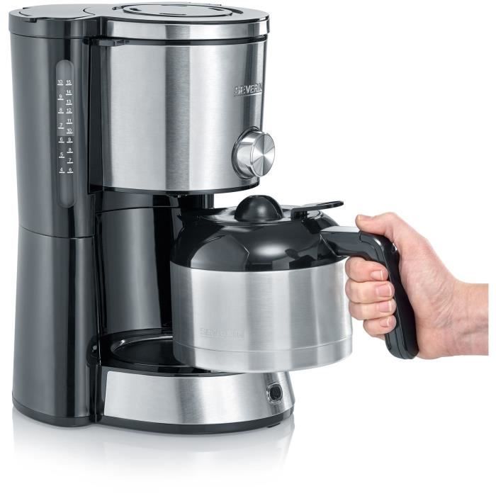 Cafetiere filtre isotherme SEVERIN KA4845 - 8 tasses - 1 L - 1 000 W - SÈlecteur d'arÙme - Inox/Noir