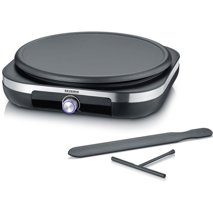 Crepiere électrique XXL - SEVERIN - CM2199 - Ø 38cm - Avec spatule et répartiteur - Inox brossé / Noir