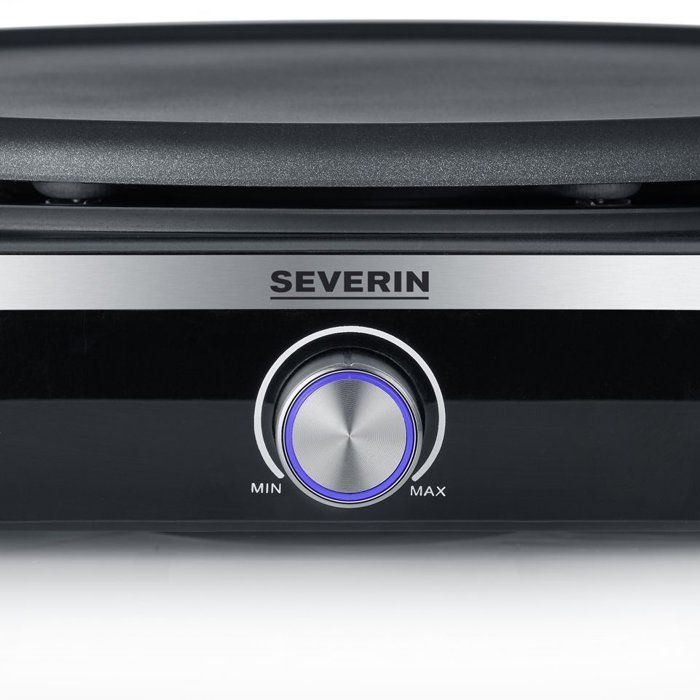 Crepiere électrique XXL - SEVERIN - CM2199 - Ř 38cm - Avec spatule et répartiteur - Inox brossé / Noir