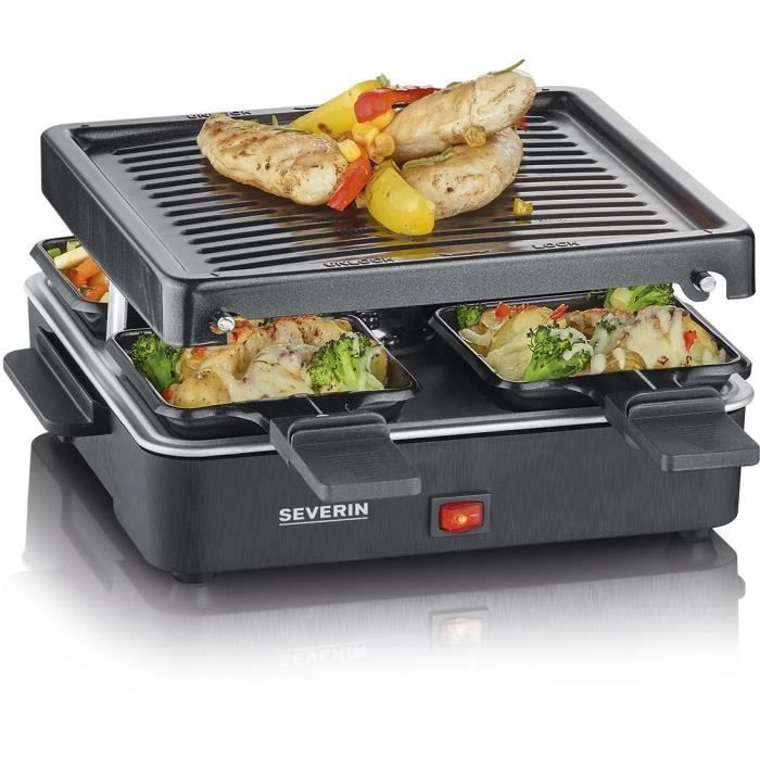 SEVERIN Raclette Gril 4 personnes compacte, facile a ranger, idÈal pour les petits mÈnages, surface de cuisson 21 x 21cm, RG 2370