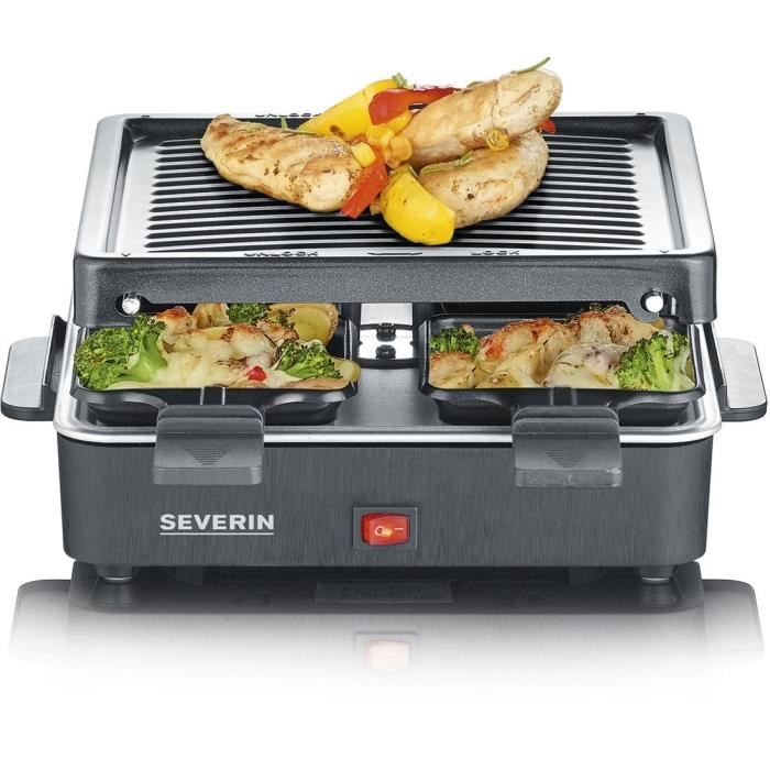 SEVERIN Raclette Gril 4 personnes compacte, facile a ranger, idÈal pour les petits mÈnages, surface de cuisson 21 x 21cm, RG 2370