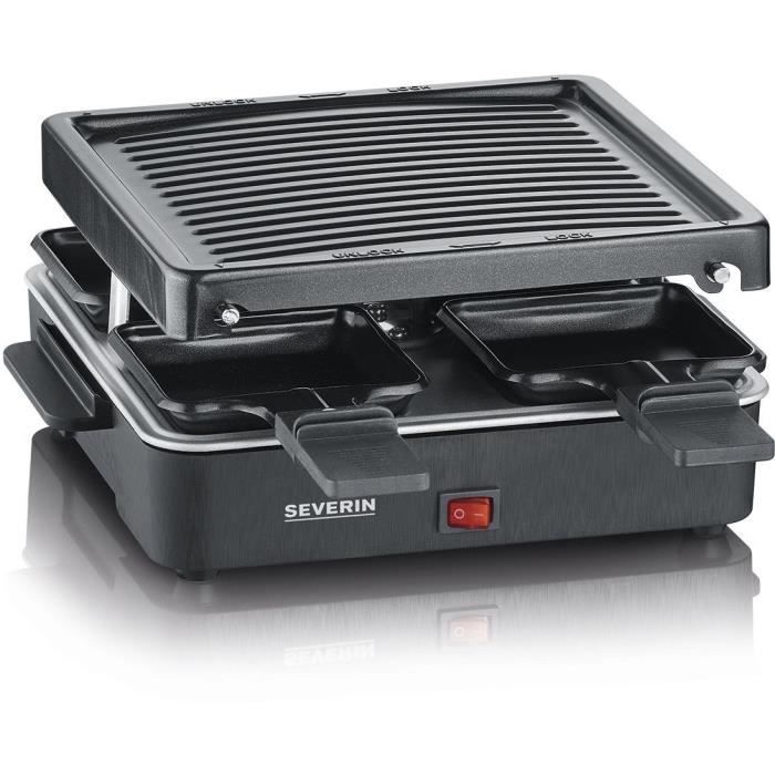 SEVERIN Raclette Gril 4 personnes compacte, facile a ranger, idÈal pour les petits mÈnages, surface de cuisson 21 x 21cm, RG 2370