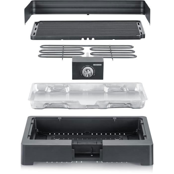 Barbecue électrique SEVERIN - PG8567 - Surface de cuisson 44,5x26cm - Thermostat réglable - 2200W