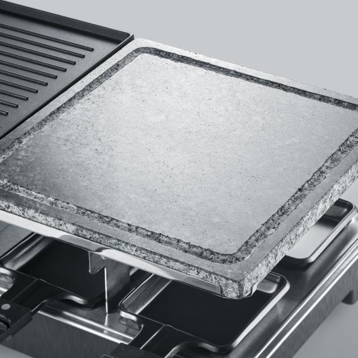 Raclette Gril SEVERIN - RG2376 - 8 personnes - Pierre de Cuisson Naturelle et Plaque RÈversible AntiadhÈsive - Thermostat rÈglable