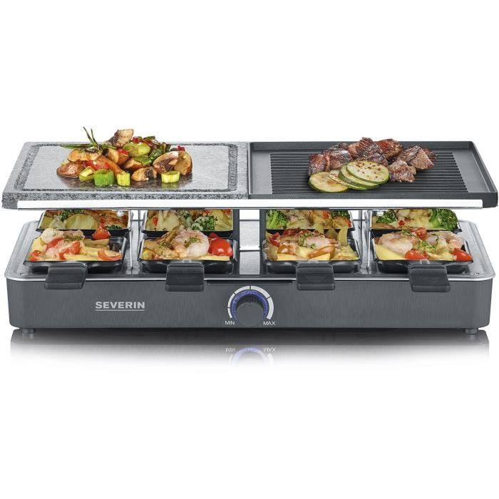 Appareil a raclette SEVERIN - RG2376 - Jusqu'a 8 personnes - Pierre de cuisson naturelle et plaque réversible - 1400W