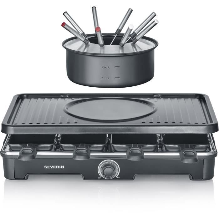 Appareil a raclette et fondue SEVERIN - RG2347 - Jusqu'a 8 personnes - 1400W