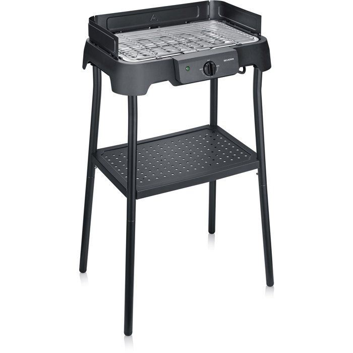 Barbecue électrique sur pieds - SEVERIN - PG8594 - 2000 W - Surface de cuisson 38 x 22 cm - Thermostat réglable - Noir