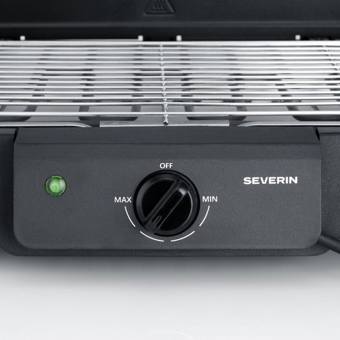 Barbecue électrique sur pieds - SEVERIN - PG8594 - 2000 W - Surface de cuisson 38 x 22 cm - Thermostat réglable - Noir