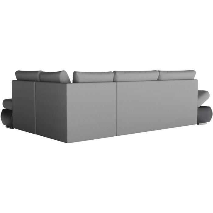 CanapÈ d'angle rÈversible convertible SEVARA 4 places - PU et tissu Gris - Coffre de rangement - L267 x P200 x H90 cm