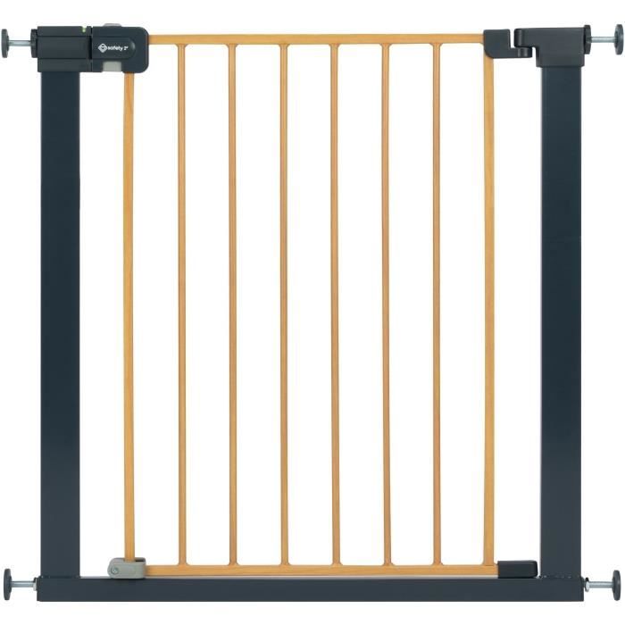 SAFETY 1st Barriere de sécurité enfant Easy Close effet bois, 73-80 cm - pression, sans vis ni perçage - (max. 136 cm)